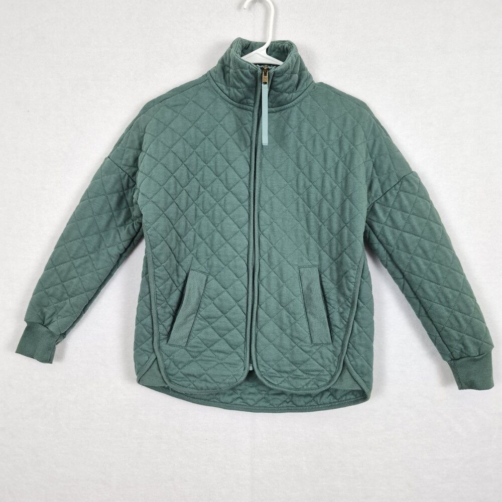 Teal Green Avalanche diamond Quilted Full Zip Jacket XS Outdoor Pockets Cotton